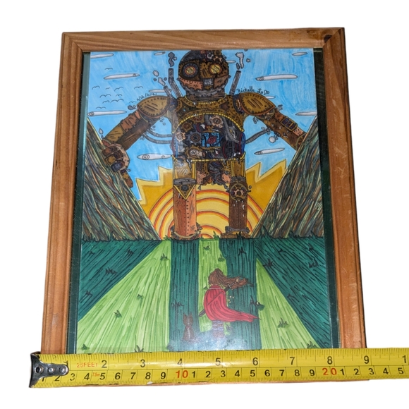 SOLD 🤖⛰️ HANDMADE DrawingArtworkDecor |Steampunk Giant| Signed Richelle L. ⛰️🤖 - Picture 4 of 7